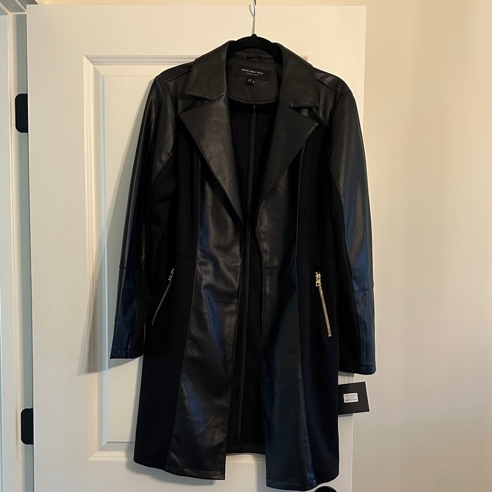 Black Leather Women's Coat